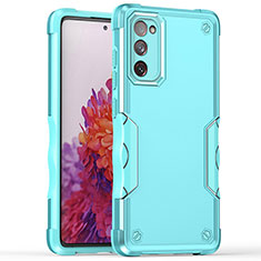 Silicone Matte Finish and Plastic Back Cover Case QW1 for Samsung Galaxy S20 FE 5G Mint Blue