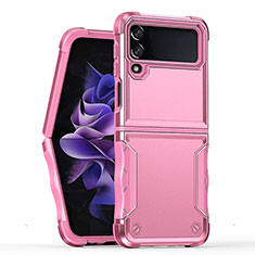 Silicone Matte Finish and Plastic Back Cover Case QW1 for Samsung Galaxy Z Flip4 5G Rose Gold