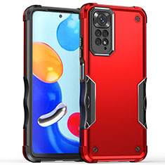 Silicone Matte Finish and Plastic Back Cover Case QW1 for Xiaomi Redmi Note 11 Pro 4G Red