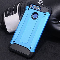 Silicone Matte Finish and Plastic Back Cover Case R01 for Huawei Honor V20 Sky Blue