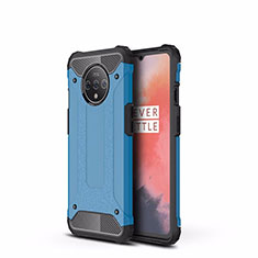 Silicone Matte Finish and Plastic Back Cover Case R01 for OnePlus 7T Sky Blue