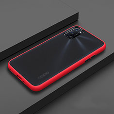 Silicone Matte Finish and Plastic Back Cover Case R01 for Oppo A52 Red