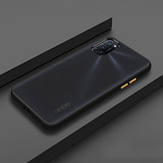 Silicone Matte Finish and Plastic Back Cover Case R01 for Oppo A72 Black