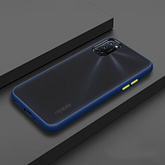 Silicone Matte Finish and Plastic Back Cover Case R01 for Oppo A72 Blue