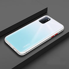 Silicone Matte Finish and Plastic Back Cover Case R01 for Oppo A72 White