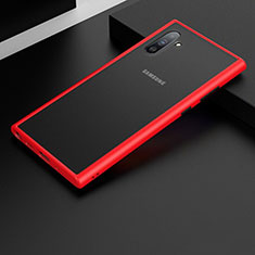 Silicone Matte Finish and Plastic Back Cover Case R01 for Samsung Galaxy Note 10 5G Red