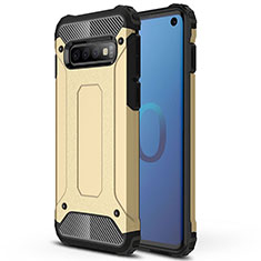 Silicone Matte Finish and Plastic Back Cover Case R01 for Samsung Galaxy S10 5G Gold