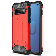 Silicone Matte Finish and Plastic Back Cover Case R01 for Samsung Galaxy S10 5G Red