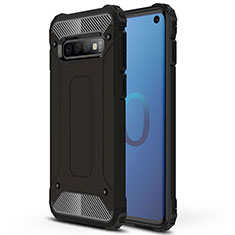 Silicone Matte Finish and Plastic Back Cover Case R01 for Samsung Galaxy S10 Black