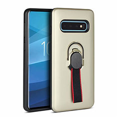 Silicone Matte Finish and Plastic Back Cover Case R01 for Samsung Galaxy S10 Plus Gold