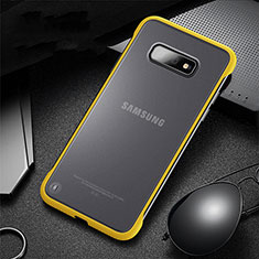 Silicone Matte Finish and Plastic Back Cover Case R01 for Samsung Galaxy S10e Yellow