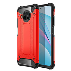 Silicone Matte Finish and Plastic Back Cover Case R01 for Xiaomi Mi 10i 5G Red