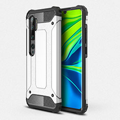 Silicone Matte Finish and Plastic Back Cover Case R01 for Xiaomi Mi Note 10 Pro Silver