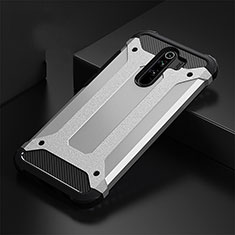 Silicone Matte Finish and Plastic Back Cover Case R01 for Xiaomi Redmi Note 8 Pro Silver