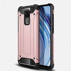 Silicone Matte Finish and Plastic Back Cover Case R01 for Xiaomi Redmi Note 9 Rose Gold