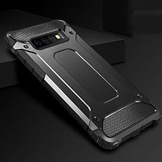 Silicone Matte Finish and Plastic Back Cover Case R02 for Samsung Galaxy S10 Plus Black