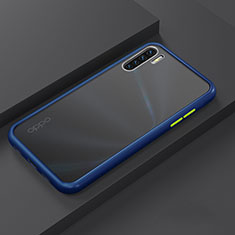 Silicone Matte Finish and Plastic Back Cover Case R03 for Oppo A91 Blue