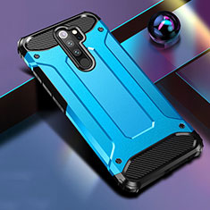 Silicone Matte Finish and Plastic Back Cover Case R04 for Xiaomi Redmi Note 8 Pro Sky Blue
