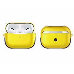 Silicone Matte Finish and Plastic Back Cover Case U01 for Apple AirPods Pro Yellow
