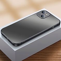 Silicone Matte Finish and Plastic Back Cover Case U01 for Apple iPhone 13 Mini Black
