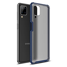 Silicone Matte Finish and Plastic Back Cover Case U01 for Samsung Galaxy A12 Blue