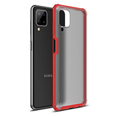 Silicone Matte Finish and Plastic Back Cover Case U01 for Samsung Galaxy A12 Red