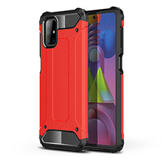 Silicone Matte Finish and Plastic Back Cover Case U01 for Samsung Galaxy M51 Red