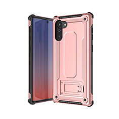 Silicone Matte Finish and Plastic Back Cover Case U01 for Samsung Galaxy Note 10 5G Rose Gold