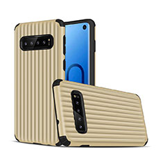 Silicone Matte Finish and Plastic Back Cover Case U01 for Samsung Galaxy S10 5G Gold