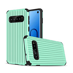 Silicone Matte Finish and Plastic Back Cover Case U01 for Samsung Galaxy S10 5G Green