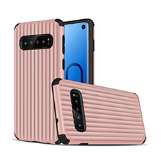 Silicone Matte Finish and Plastic Back Cover Case U01 for Samsung Galaxy S10 5G Rose Gold
