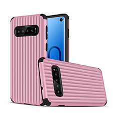 Silicone Matte Finish and Plastic Back Cover Case U01 for Samsung Galaxy S10 Pink