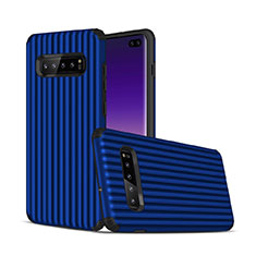 Silicone Matte Finish and Plastic Back Cover Case U01 for Samsung Galaxy S10 Plus Blue