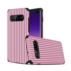 Silicone Matte Finish and Plastic Back Cover Case U01 for Samsung Galaxy S10 Plus Pink