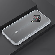 Silicone Matte Finish and Plastic Back Cover Case U01 for Vivo S1 Pro White