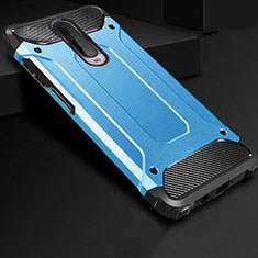 Silicone Matte Finish and Plastic Back Cover Case U01 for Xiaomi Redmi K30 4G Sky Blue