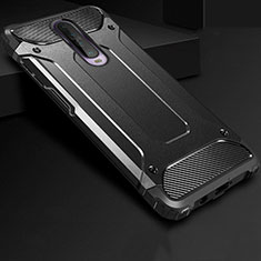 Silicone Matte Finish and Plastic Back Cover Case U01 for Xiaomi Redmi K30i 5G Black