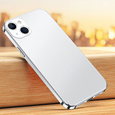 Silicone Matte Finish and Plastic Back Cover Case U02 for Apple iPhone 14 Plus Silver