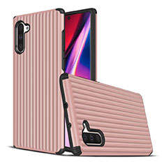 Silicone Matte Finish and Plastic Back Cover Case U02 for Samsung Galaxy Note 10 Rose Gold