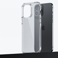 Silicone Matte Finish and Plastic Back Cover Case U04 for Apple iPhone 13 Pro Max Clear