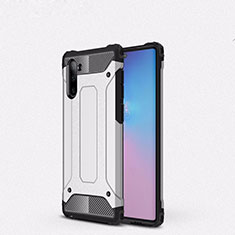 Silicone Matte Finish and Plastic Back Cover Case U05 for Samsung Galaxy Note 10 White