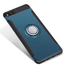 Silicone Matte Finish and Plastic Back Cover Case with Finger Ring Stand for Xiaomi Mi 6 Sky Blue