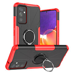 Silicone Matte Finish and Plastic Back Cover Case with Magnetic Finger Ring Stand J01X for Samsung Galaxy A05s Red