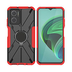 Silicone Matte Finish and Plastic Back Cover Case with Magnetic Finger Ring Stand JX2 for Xiaomi Redmi 10 Prime Plus 5G Red