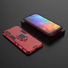 Silicone Matte Finish and Plastic Back Cover Case with Magnetic Finger Ring Stand KC1 for Xiaomi Redmi 9AT Red