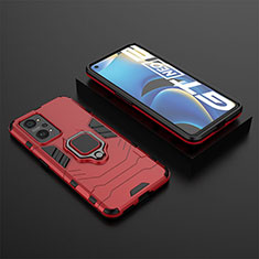 Silicone Matte Finish and Plastic Back Cover Case with Magnetic Finger Ring Stand KC2 for Realme GT Neo 3T 5G Red