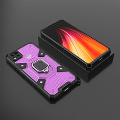 Silicone Matte Finish and Plastic Back Cover Case with Magnetic Finger Ring Stand KC3 for Xiaomi Redmi 10A 4G Purple