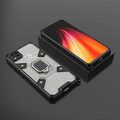 Silicone Matte Finish and Plastic Back Cover Case with Magnetic Finger Ring Stand KC3 for Xiaomi Redmi 9 India Black