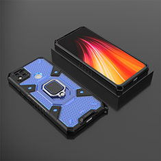 Silicone Matte Finish and Plastic Back Cover Case with Magnetic Finger Ring Stand KC3 for Xiaomi Redmi 9 India Blue