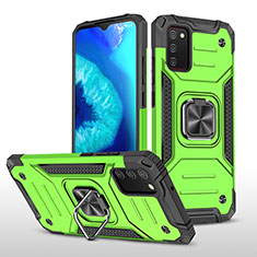 Silicone Matte Finish and Plastic Back Cover Case with Magnetic Finger Ring Stand MQ1 for Samsung Galaxy A02s Green